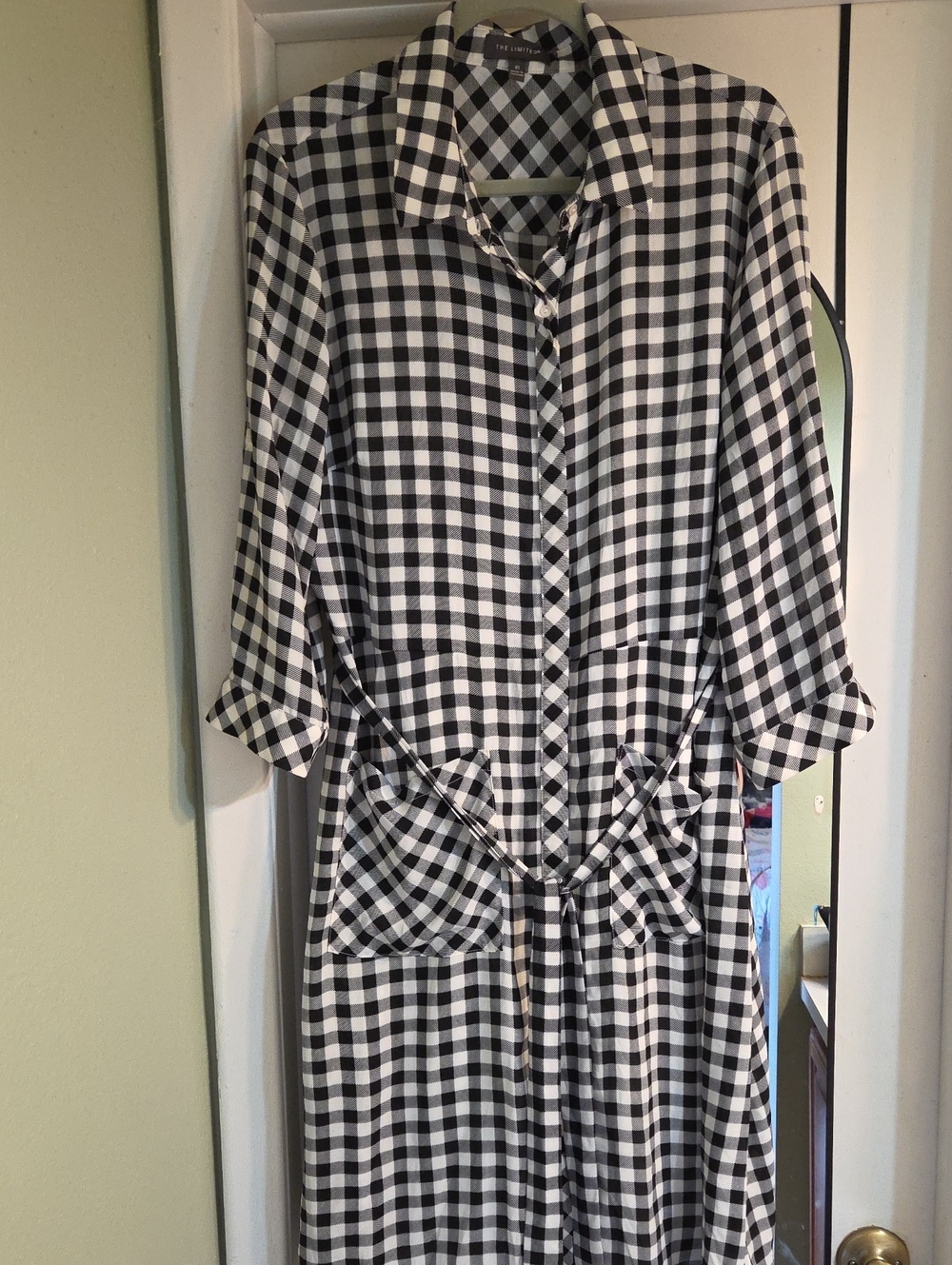 The Limited Black and White Gingham Shirt Dress